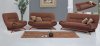 3 Piece Brown Fabric Living Room Set with Convertible Sofa