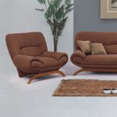 3 Piece Brown Fabric Living Room Set with Convertible Sofa