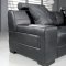 Black Leather Modern Sectional Sofa w/Adjustable Headrest