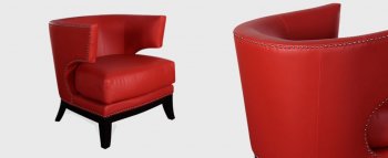 Red Faux Leather Modern Eclipse Club Chair [ARCC-734-Eclipse-Red]