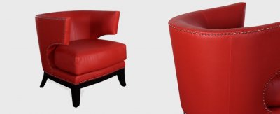 Red Faux Leather Modern Eclipse Club Chair