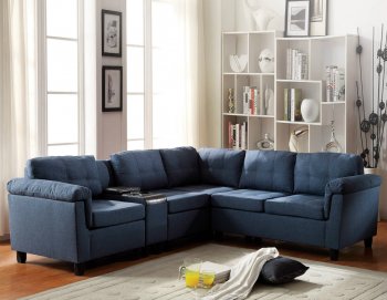 Cleavon Reversible Sectional Sofa 51525 in Blue Linen by Acme [AMSS-51525-Cleavon]