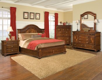 Rich Cherry Elegant Classic Bedroom w/Hand Carving Details [HLBS-B195]