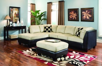 Beige Microfiber Contemporary Sectional Sofa W/Dark Vinyl Base [CRSS-321-501571]