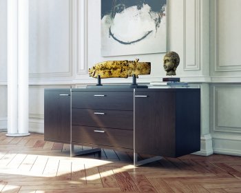 MD707 Greenwich Sideboard in Wenge by Modloft w/Steel Legs [MLBU-MD707 Greenwich Wenge]