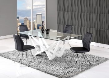 D2003DT Dining Table in White by Global w/Optional D6664 Chairs [GFDS-D2003DT-WH-D6664DC-BL]