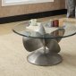 704558 Coffee Table in Aged Metal by Coaster w/Glass Top
