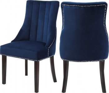 Oxford Dining Chair 721 Set of 2 Navy Velvet Fabric by Meridian [MRDC-721 Oxford Navy]