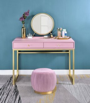 Coleen Vanity AC00668 in Pink by Acme w/Optional Ottoman