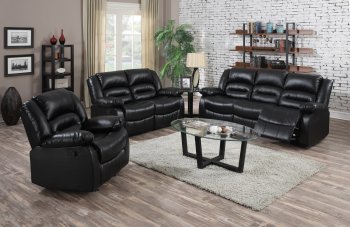 9171 Reclining Sofa in Black Bonded Leather w/Options [EGS-9171]