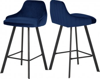 Viviene Counter Stool 761 Set of 2 in Navy Velvet by Meridian [MRDC-761 Viviene Navy]