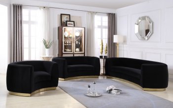 Julian Sofa 620 in Black Velvet Fabric by Meridian w/Options [MRS-620 Julian Black]