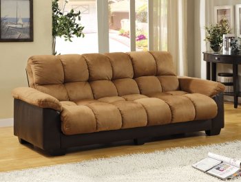 CM6685-PU Brantford Sofa Bed in Camel Microfiber & Leatherette [FASB-CM6685-PU Brantford]