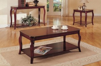 Dark Cherry Coffee, Console & End Table Set w/Additional Shelves [PXCT-F6153]