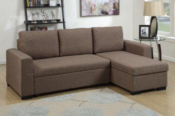 F6932 Convertible Sectional Sofa in Light Coffee Fabric by Boss [PXSS-F6932]