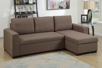 F6932 Convertible Sectional Sofa in Light Coffee Fabric by Boss