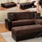 Chocolate Microfiber Modern Reversible Sectional Sofa w/Ottoman