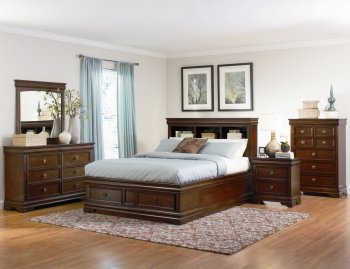 Rich Mahogany Finish Transitional Bedroom Set w/Options [CRBS-201741Q-Bessey]