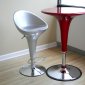 Set of 2 Bar Stools With Silver Finish Seats