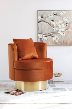 Kendra Accent Chair 576 in Cognac Velvet by Meridian [MRCC-576 Kendra Cognac]