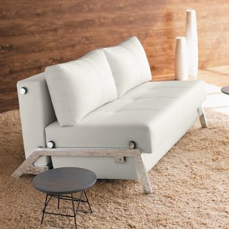 Cubed Deluxe Sofa Bed in White Leatherette by Innovation