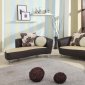 Two-Tone Bonded Leather & Fabric Modern Sectional Sofa