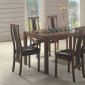 Warm Brown Finish Modern 7Pc Dining Set w/Black Glass Inlay