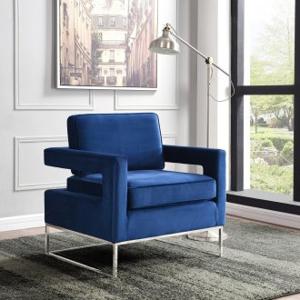 Noah Accent Chair 510 in Navy Velvet Fabric by Meridian