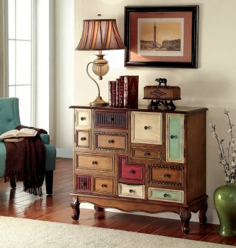 Desree Accent Cabinet CM-AC149 in Antique Walnut & Multi-Colored [FACA-CM-AC149-Desree]