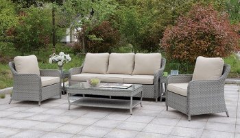 Hysham 6Pc Outdoor Patio Set CM-OS1881 in Gray & Beige [FAOUT-CM-OS1881-Hysham]