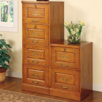 Oak Finish Contemporary Drawer File Cabinets w/Lock [CRFC-463-5317N]