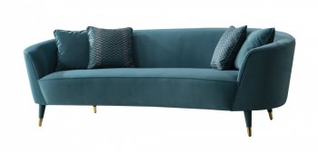 Jenner Sofa & Chair Set in Aqua Blue Velvet Fabric by VIG [VGS-Jenner Aqua]