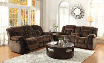 Laurelton Motion Sofa 9636 in Chocolate by Homelegance w/Options [HES-9636 Laurelton]