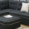 F6997 Sectional Sofa in Black Fabric w/ Ottoman by Boss