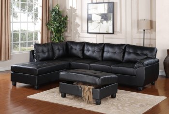 G903B Sectional Sofa w/Ottoman in Black Leatherette by Glory [GYSS-G903B Black]