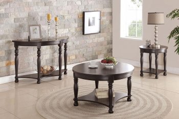 F6354 3Pc Coffee & End Table Set in Dark Cherry by Poundex [PXCT-F6354]