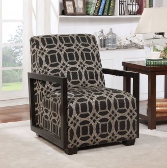 Fermoy Set of 2 Accent Chairs CM-AC6383PA in Black & Tan Pattern