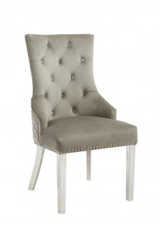 Milano Dining Chair Set of 2 in Ivory Velvet