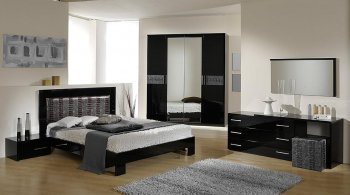 Moon Black & Silver 5Pc Bedroom Set by VIG w/Options [VGBS-Moon Silver]