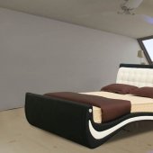 Black & White Leatherette Contemporary Artistic Bed w/Options