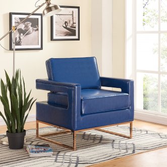 Amelia Accent Chair 512 in Navy Bonded Leather by Meridian