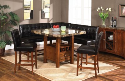 Medium Brown Cherry Dinette w/Storage Pedestal Base Table