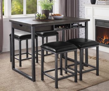 Nisland 5Pc Counter Ht. Wine Bar Set CM3965PT in Gray & Metal [FADS-CM3965PT-Nisland]