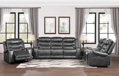 Putnam Power Motion Sofa 9405GY-3PW in Gray by Homelegance