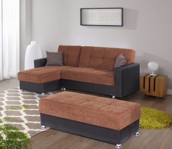 Lego Sectional Sofa Convertible in Brown Microfiber by Rain [RNSS-Lego MF Brown]