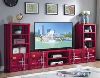 Cargo TV Stand w/2 Side Piers Set 91895 in Red by Acme [AMWU-91895 Cargo]