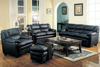 Black Bonded Leather Contemporary Sofa w/Pillow Top Seating [CRS-501921-Harper]