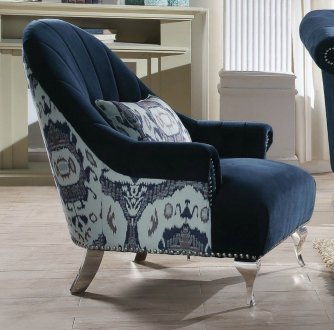 Jaborosa Chair 50347 in Blue Velvet by Acme w/Options