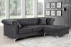 Damian Sectional Sofa 608 in Grey Velvet Fabric by Meridian