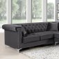 Damian Sectional Sofa 608 in Grey Velvet Fabric by Meridian